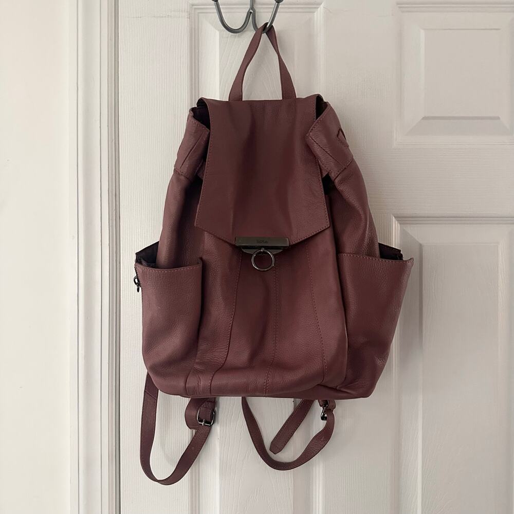 Kooba Margot Lavender Pink Leather Women Backpack Side Zip Read Missing Tassels